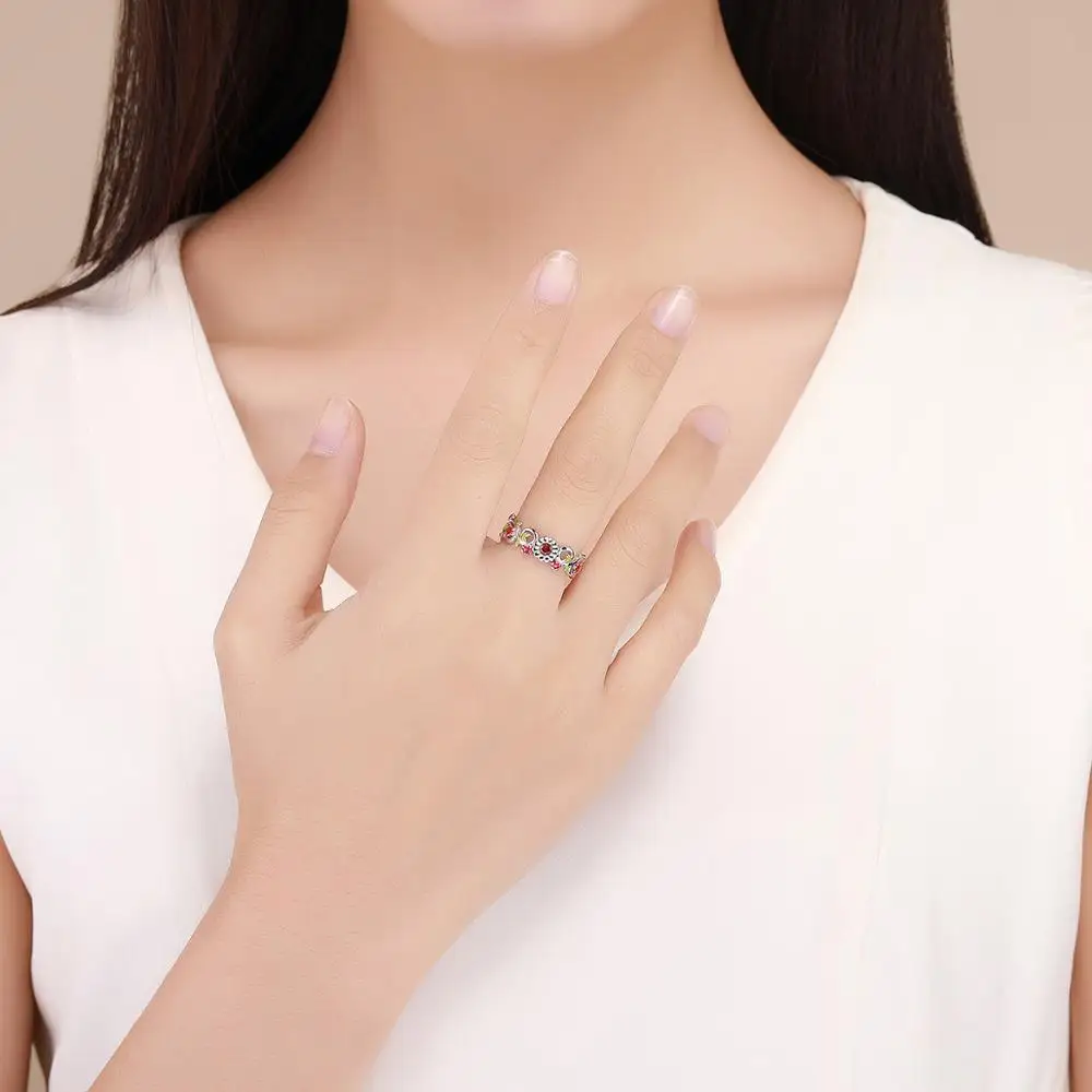 
Hot selling dubai jewellery colorful flower stone gems zirconia silver 925 Ring jewelry 