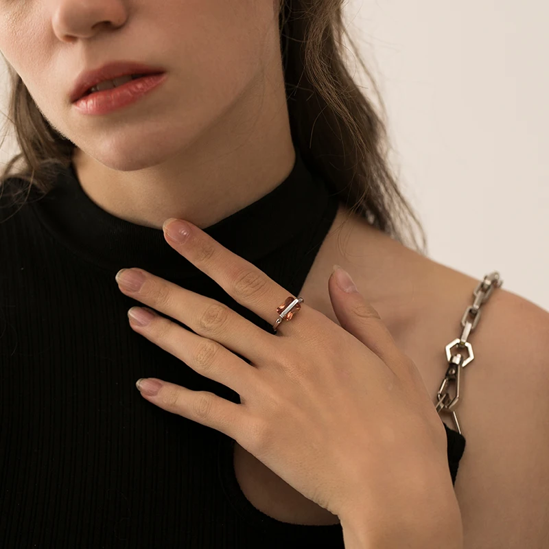 Simple fashion 8*10mm flat bottom rectangular cut angle alumina open ring 925 sterling silver ring