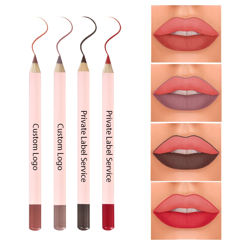 Luxury 24 colors lip liner private label vegan pink waterproof lip liner pencil  Lip Liner With Sharpener