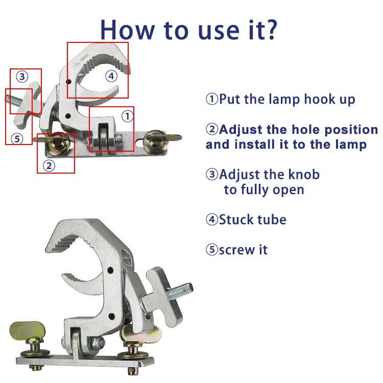 Weekend Sale, Fit tube OD 2', heavy duty aluminum foldable clamp,for fixing stage lights