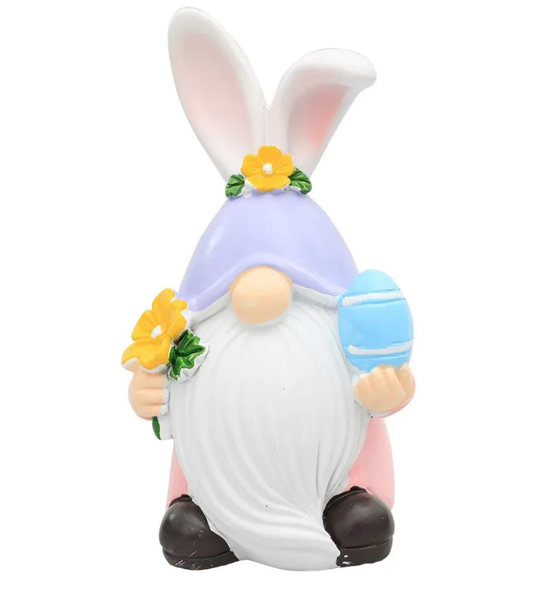 Customized Wholesale Easter Cute Resin Elf Rabbit Dwarf Ornaments for Holiday Decoration Gifts