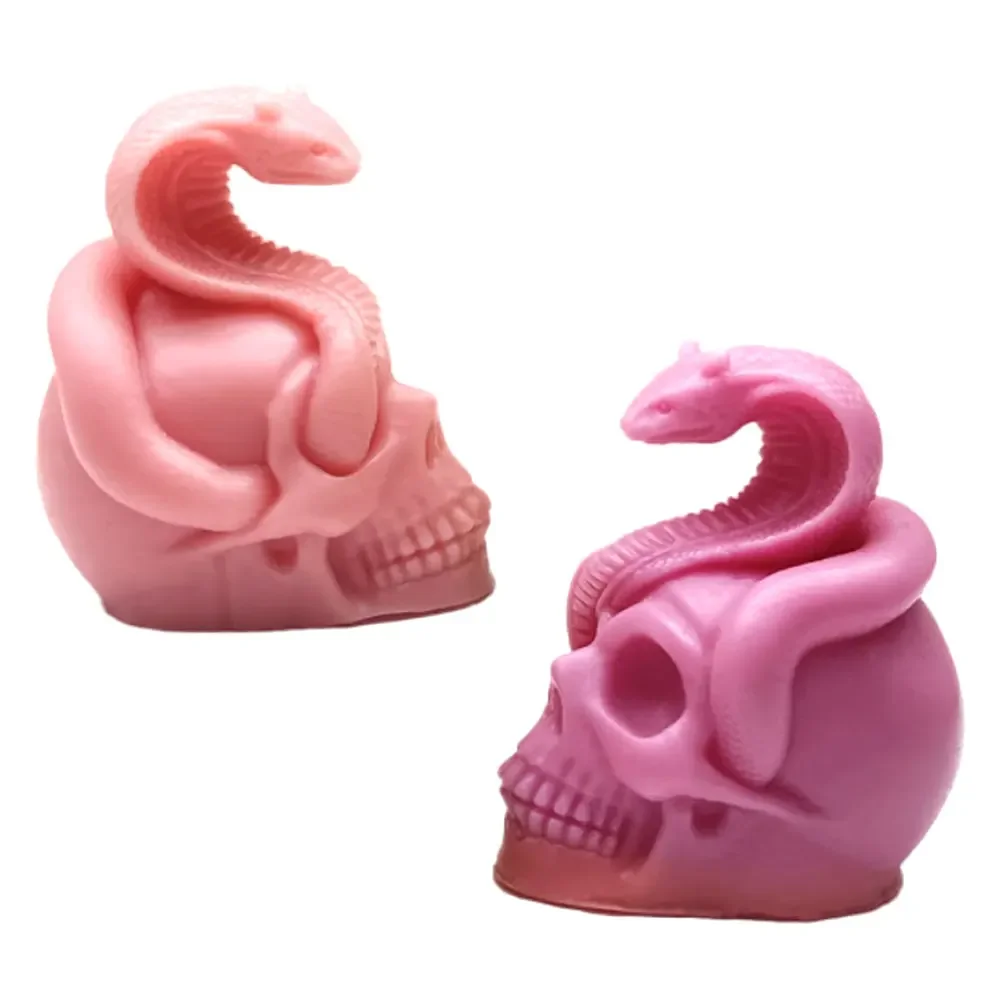 Moldes Silicona Para Velas Snake Twine Skull Candle Silicone Mould Plaster Halloween Silicone Molds For 3D Candles Candle Molds