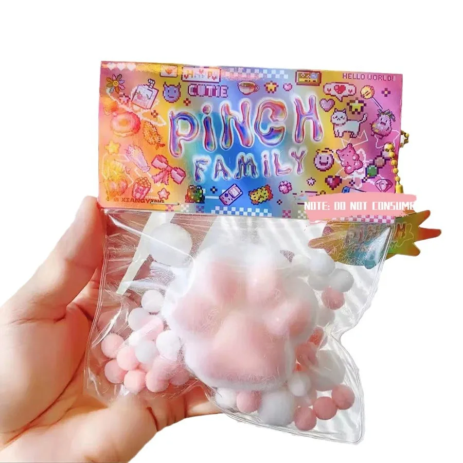 Cute Kawaii Squishies PVC Sensory Toys Taba Squishy Cat Paw Squeeze Toys
