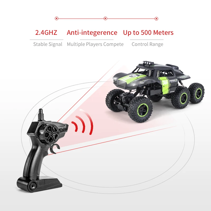 JJRC Q101 Remote Control toys rc-cars 1:12 scale 6x6 rc High speed car Big wheel speed switching light rc off-road climbing car