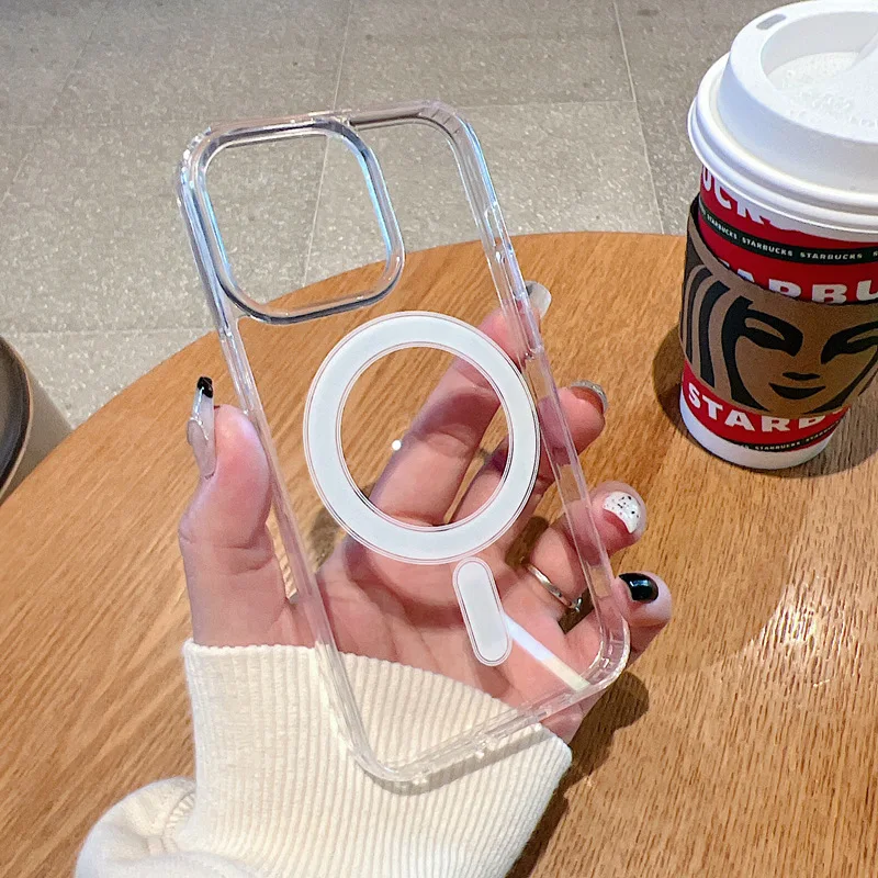 Прозрачный чехол Magsafe для iPhone 13 14 Pro 12 11 XS Max задняя крышка из поликарбоната ударопрочный Магнитный