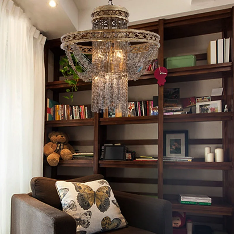 New design french empire iron chain chandelier 8-lights decorative lighting interior pendant lamp