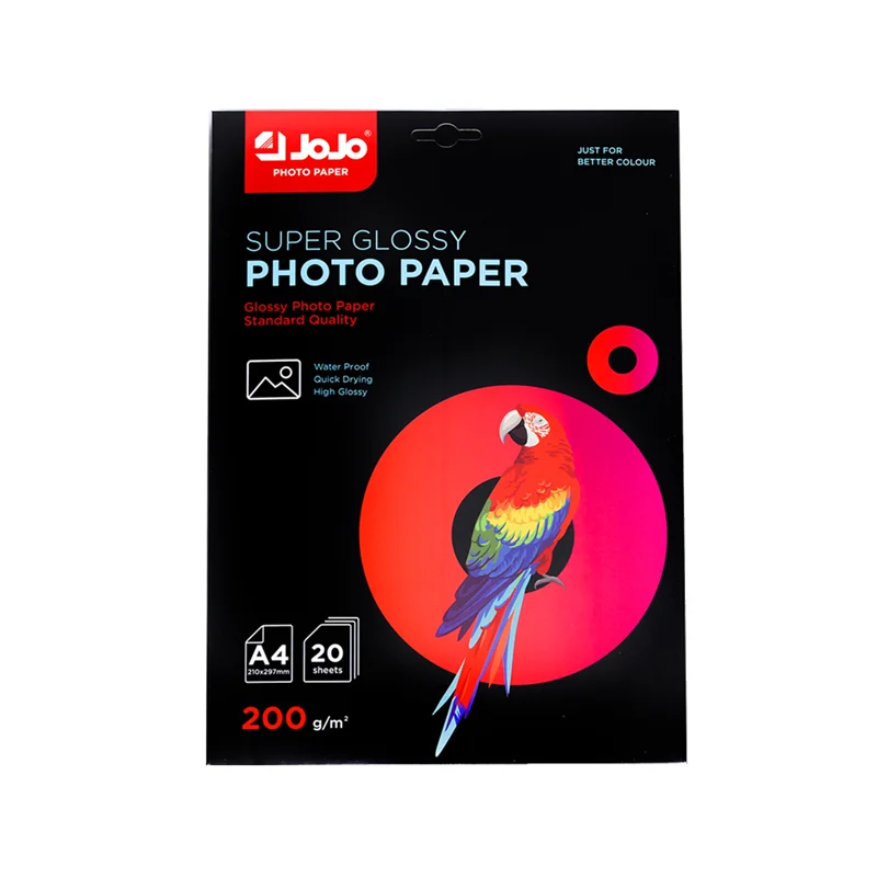 JOJO 200g one face Factory Professional A4 Single Side High Glossy Photo Paper High Quality for Professional Photography