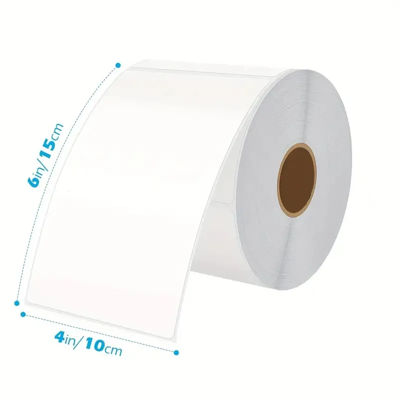Recyclable direct thermal label roll 4x6 sticker 40mm core thermal adhesive label roll 80gsm