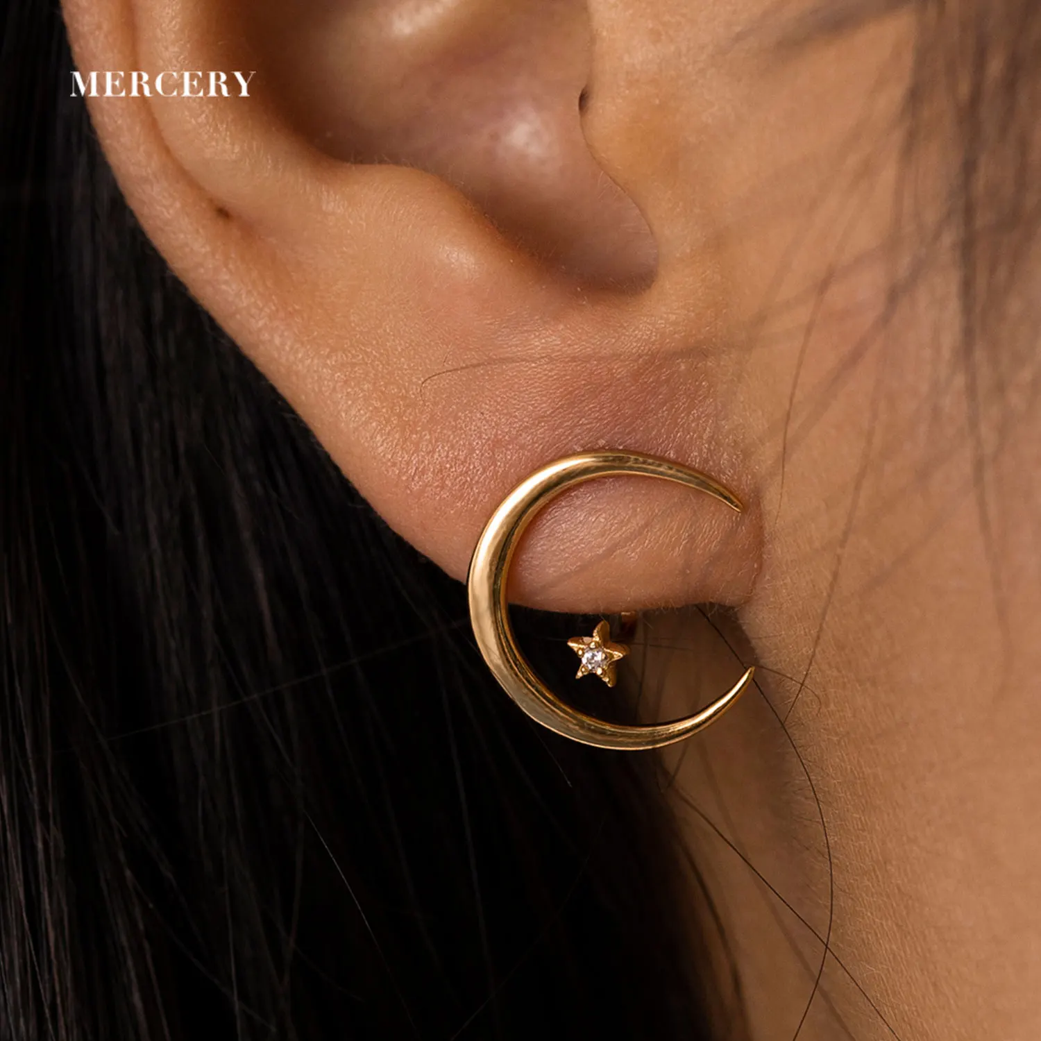 Mercery Jewelry Beautifully Designed Star And Moon Earrings Carnival Halloween Jewellery 14K Gold Plated Silver Earring