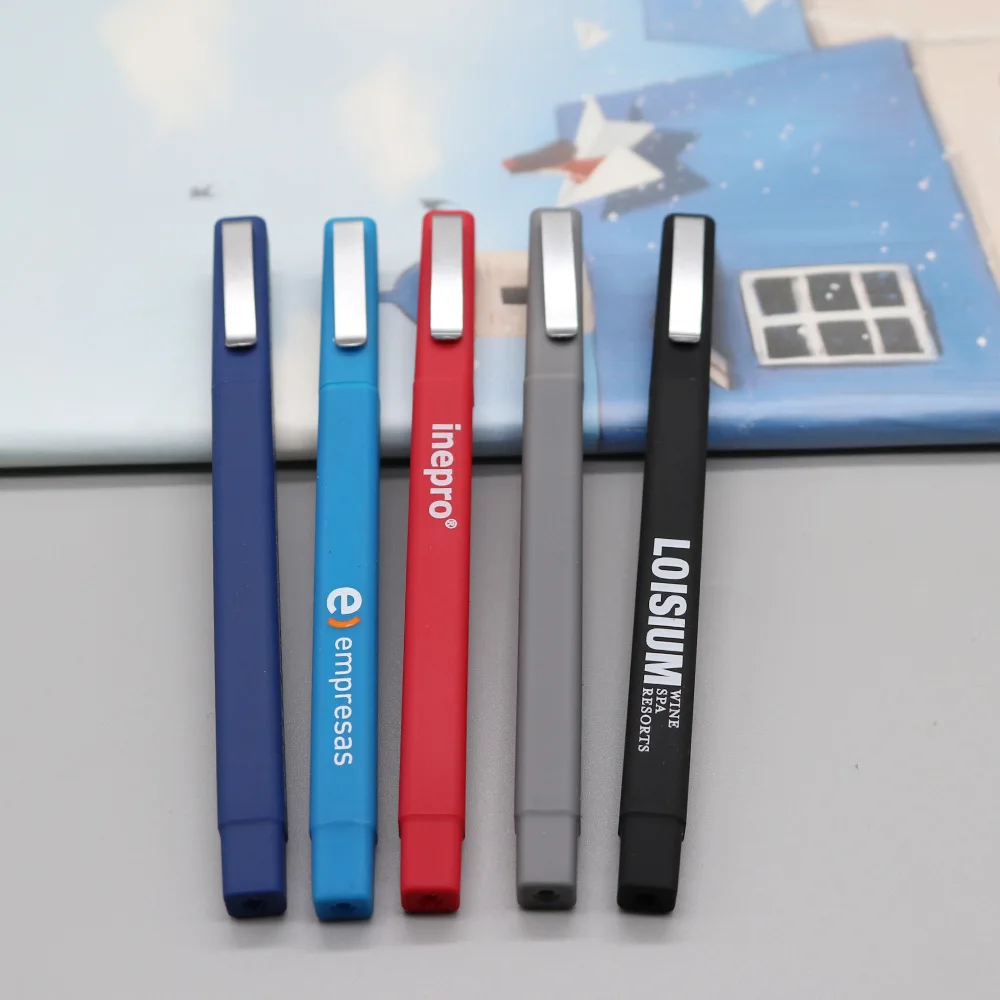 Custom Advertising Ball Point Pens Plastic Gift with logo square Promotional Pen Printing