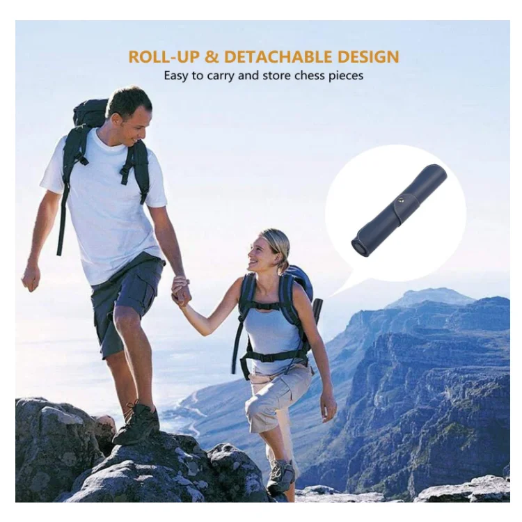 Travel Roll Up Leather Chess Set Chess Game Set with Checkers New Detachable Portable Chess Game Set for Home Outdoor