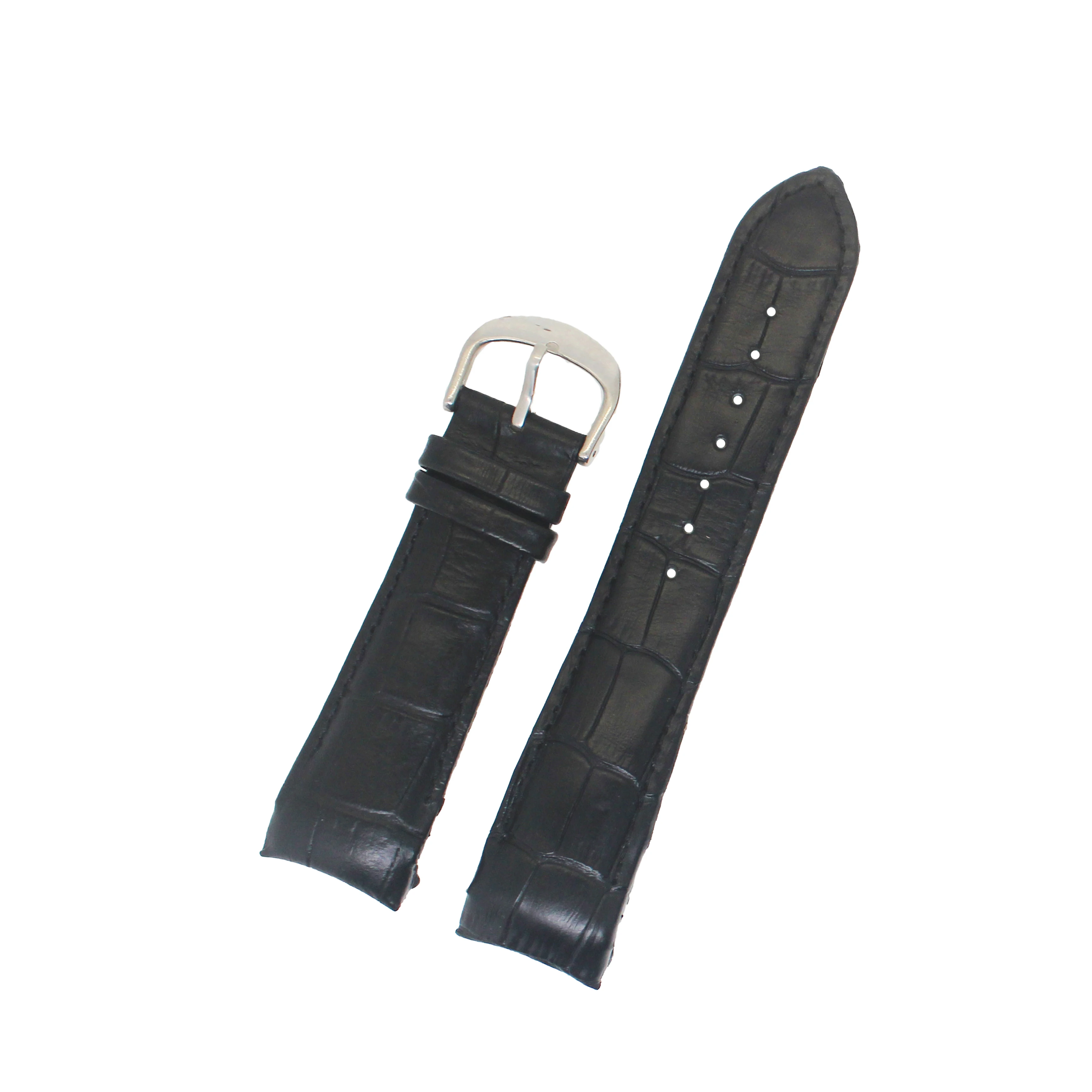 Luxurious custom made classic brand  watch band head Slub genuine leather watch strap