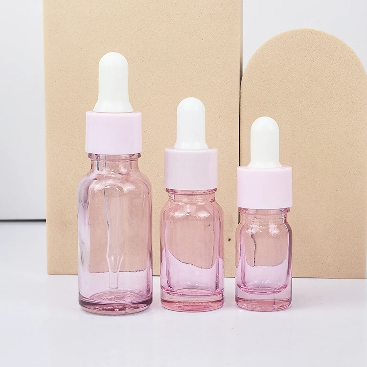 Wholesale 10ml 15ml 30ml 50ml 100ml Luxury Hair Oil Pink Glass Dropper Bottle Rose Gold Essential Oil Bottles