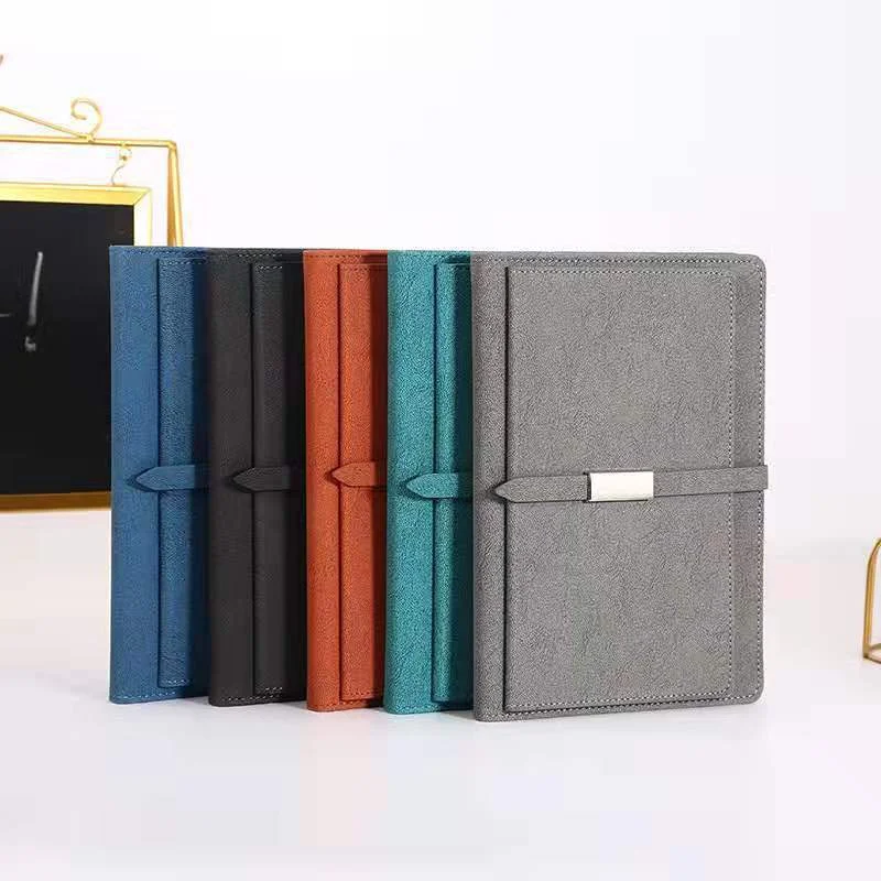 Card Insert A5 Leather Cover Pocket Magnetic Buckle Leather Custom Journal Multifunction Business Notepad Notebook With Buckle