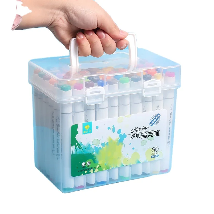 80 Colors Triangular PP Shell Marker Pen Fine Tip Broad Tip Paint Permanent Marker For Students