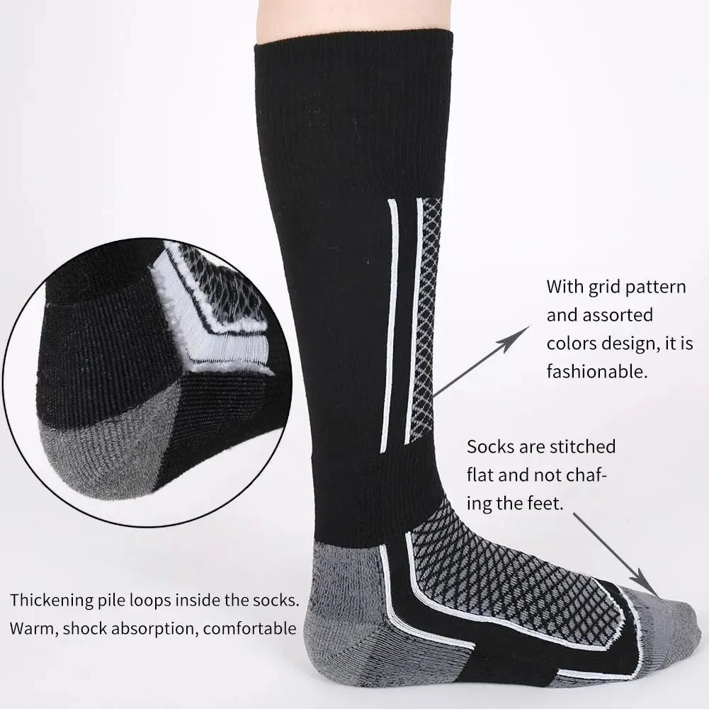2024 Winter Warm Thickening Sports Stockings Women Men Children Anti-Cold Skiing Outdoor High Ski Stockings Hiking Socks