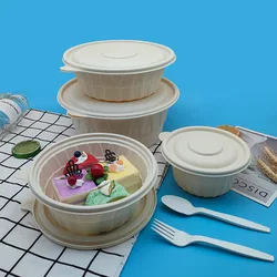 Corn Starch Disposable Soup Bowl Noodles Takeaway CornStarch Round Food Container Hot Soup Bowls With Lids