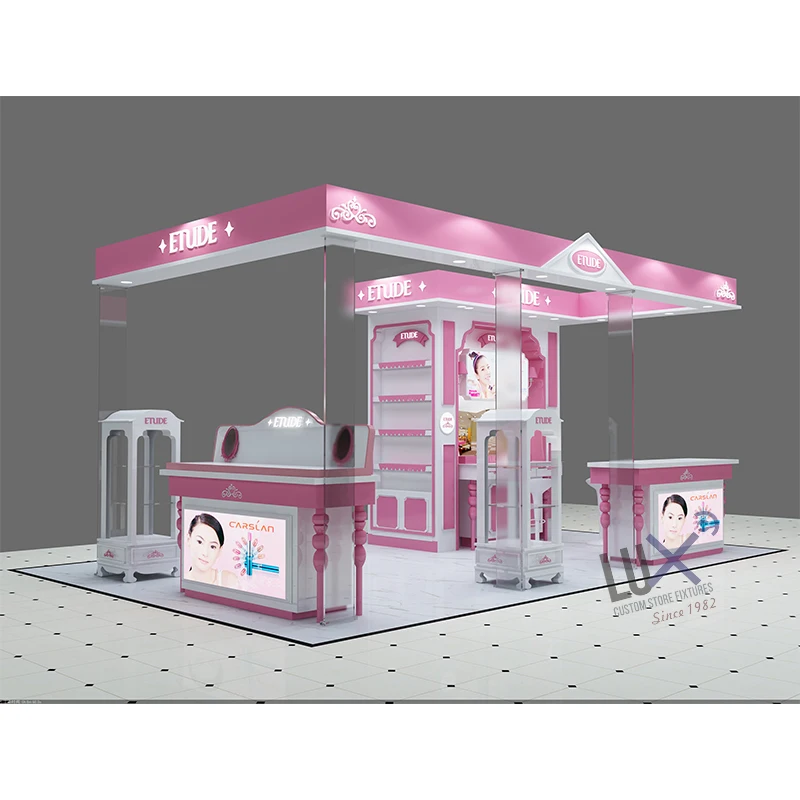 LUX Design Custom Makeup ShowCase Display Fashion Skin Care Cosmetic Kiosk For Shopping Mall