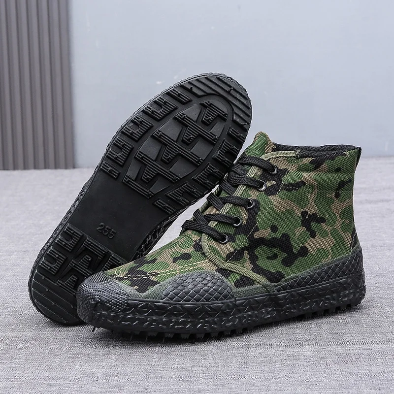 High Top China Factory Cheep Training Work Shoes Agriculture Field Camouflage Black Shoes
