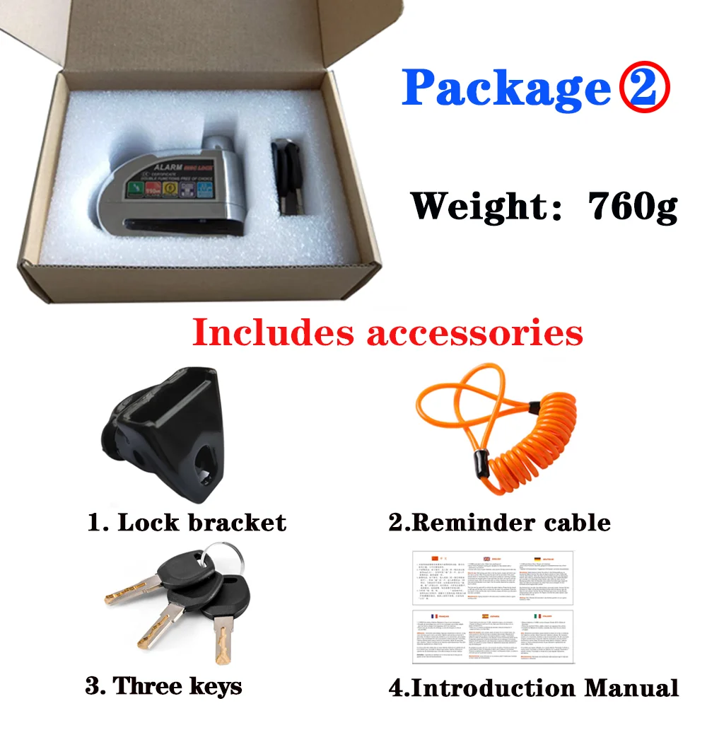 DF Alarm Disc Lock Motorbike Security Bike/Scooter Anti Theft Locks 2020 Hot Popular Heavy Motorcycle Alarm