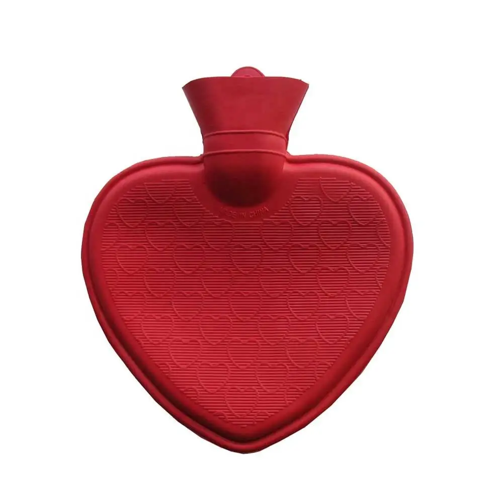 2L Silicone Bed Soft Heart Shape Warmer PVC Hot Water Bottle Knitted Cover Neck Warm Fixing on Shoulder Back Legs Body Pain
