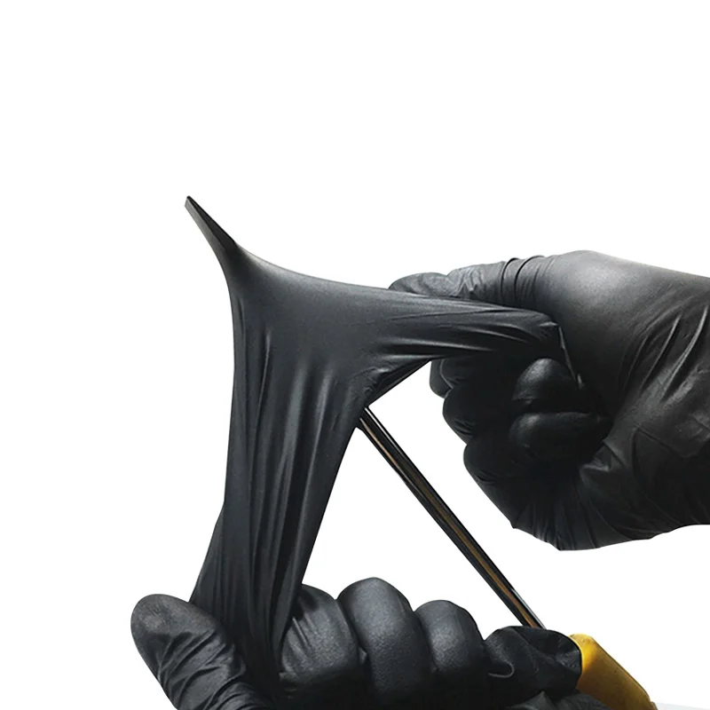 6MIL Nitrile Gloves Disposable Black Makeup Vinyl Gloves Powder-Free Waterproof and Anti-Slip XL Size Free Sample