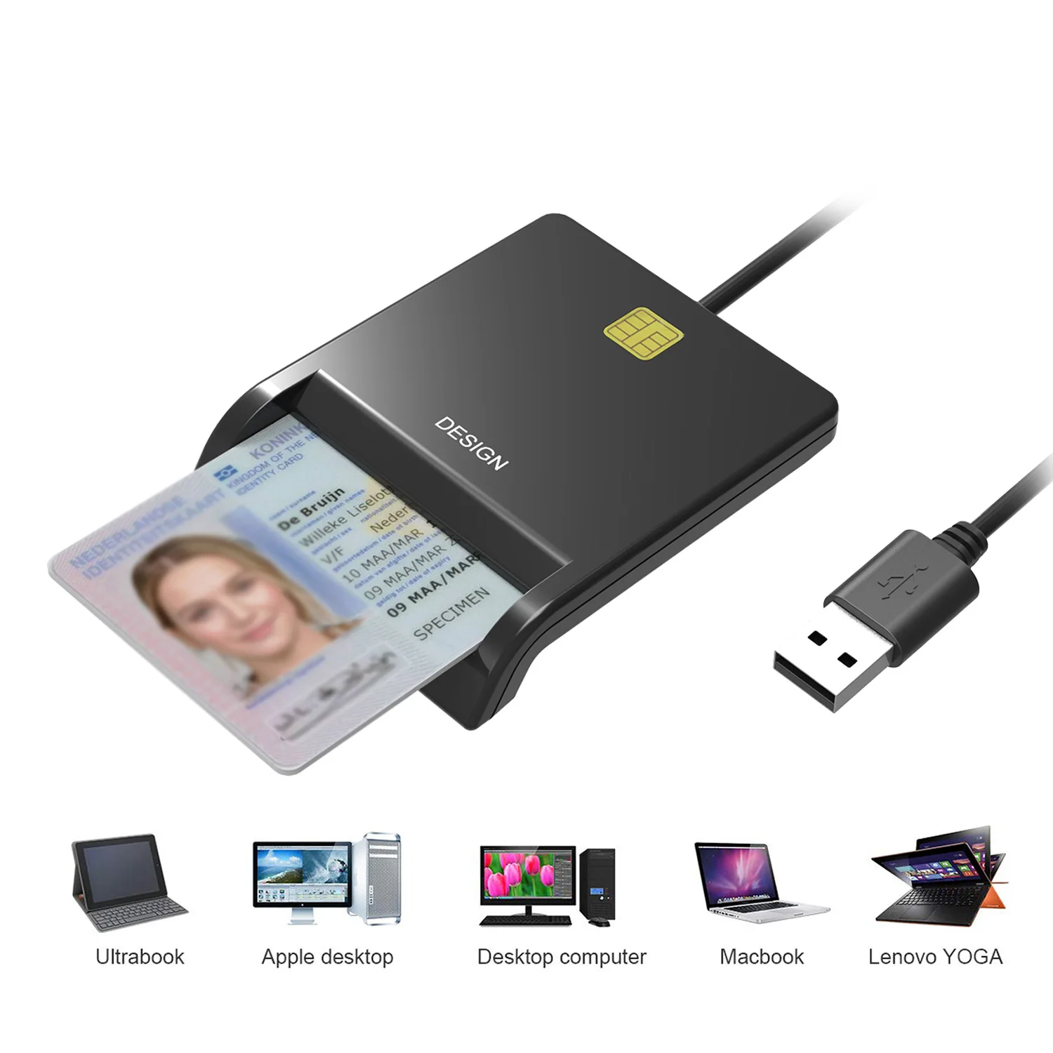 Умный считыватель кредитных карт USB ID IC EMV Chip для ISO