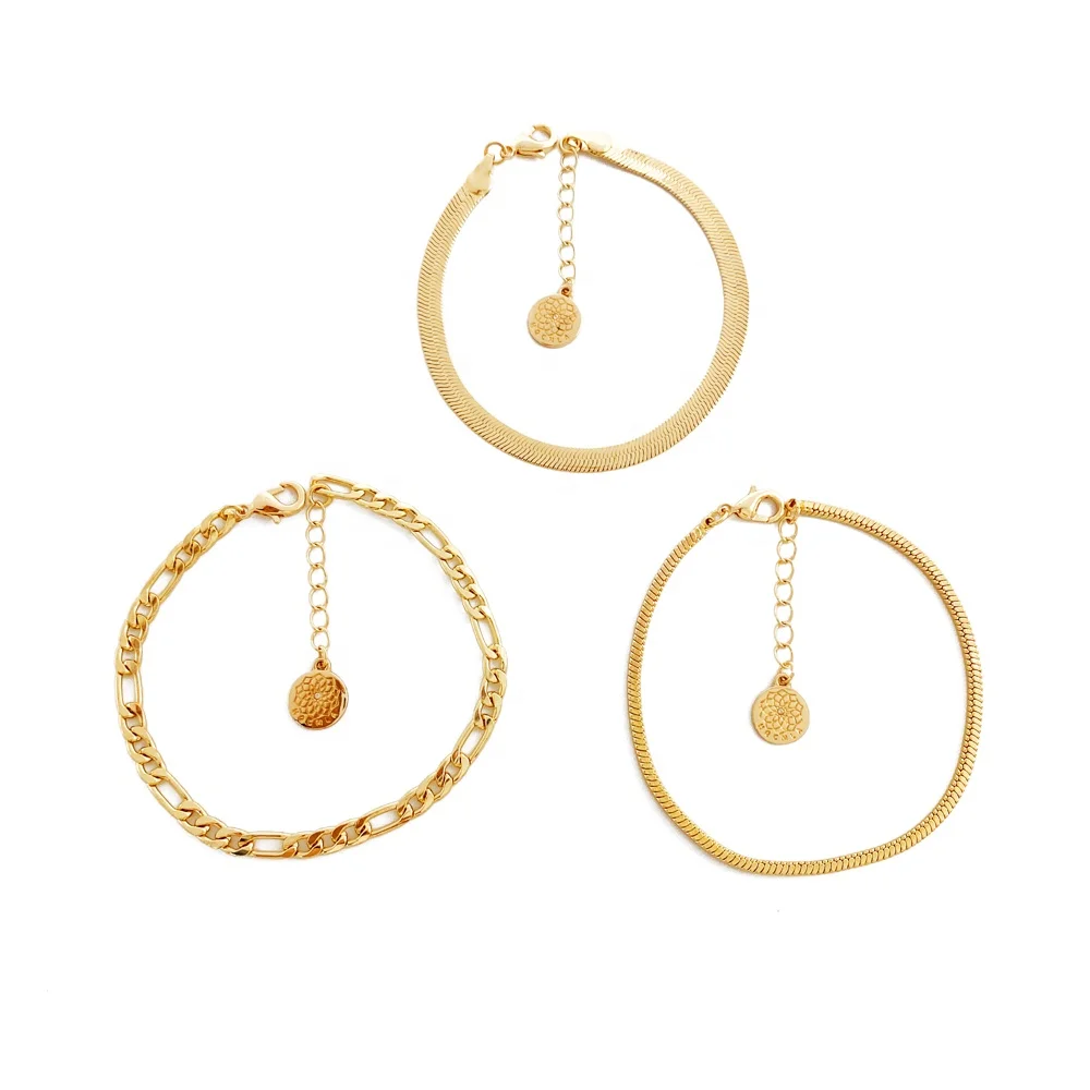 Snake Chain Bracelet Charm Beads High quality brass Iron fashion charm bracelet set for women men