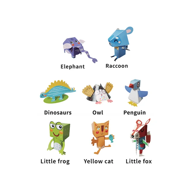 Children Juguete Preschool Educational game learning crafts DIY creative art 3D animal paper model origami toy