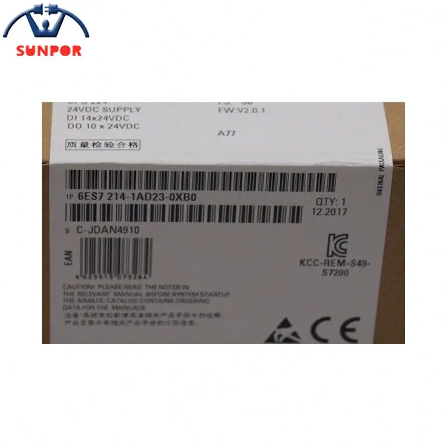 Original 6ES7214-1AD23-0XB0 SIMATIC S7-200 CPU 224 Compact Unit DC Power Supply 14 DI DC/10 DO DC