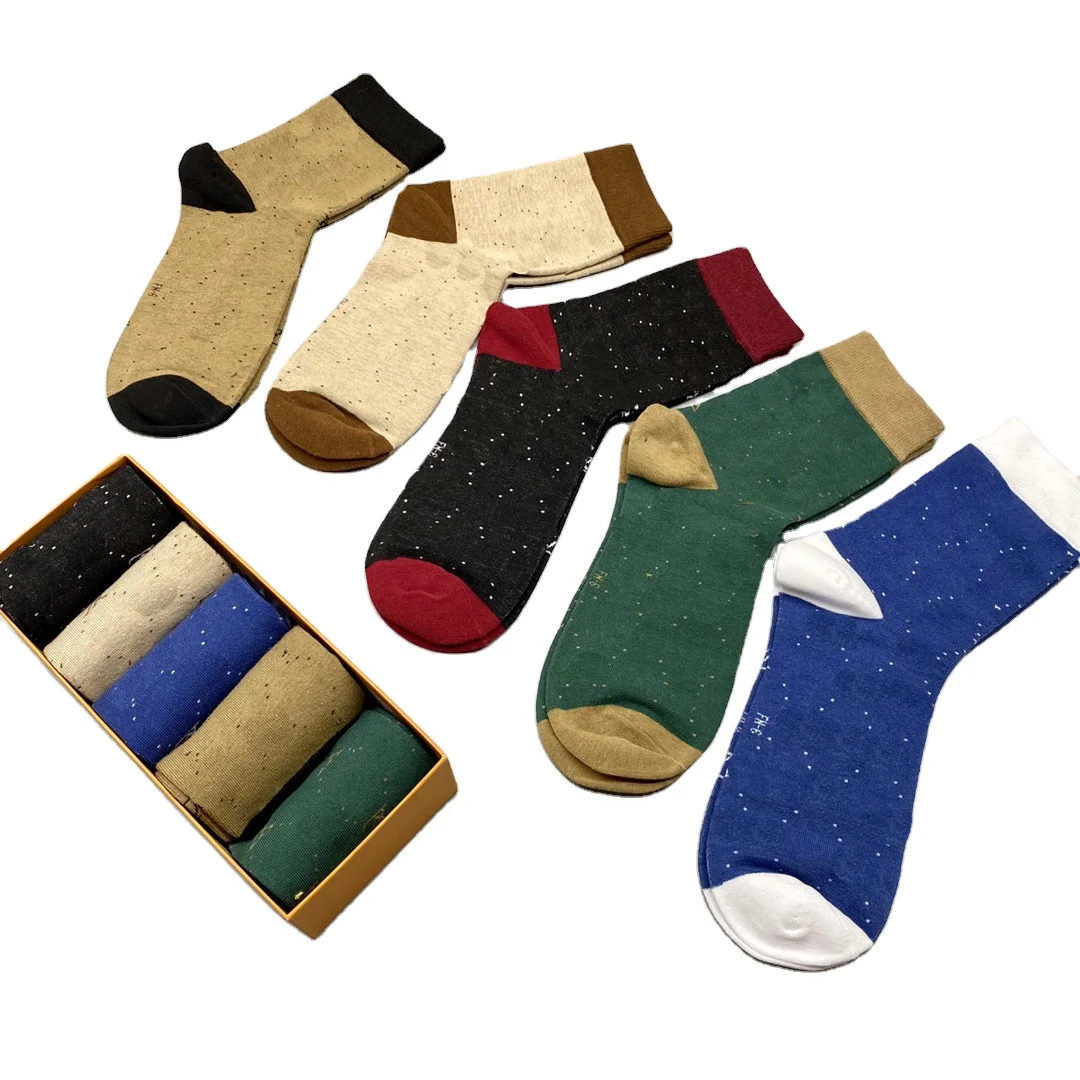 100% Cotton Box Socks with 5 Pairs Colorful Unisex Men Women Luxury Casual Sports Sock High Quality Branded Business Man Socks