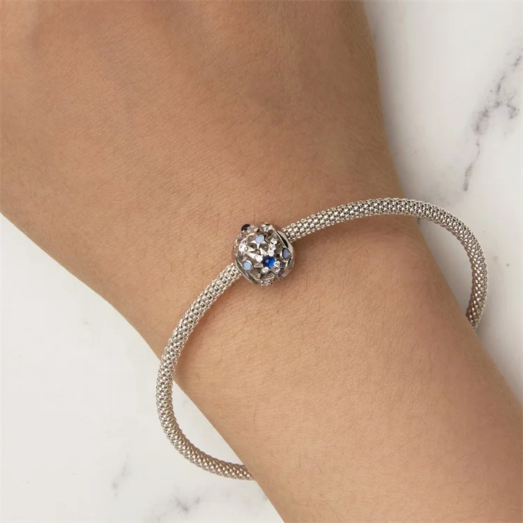 custom  new arrival beads bulk designer diy bracelet charm gemstone crystal connector wholesale jewellery luxury silver charms