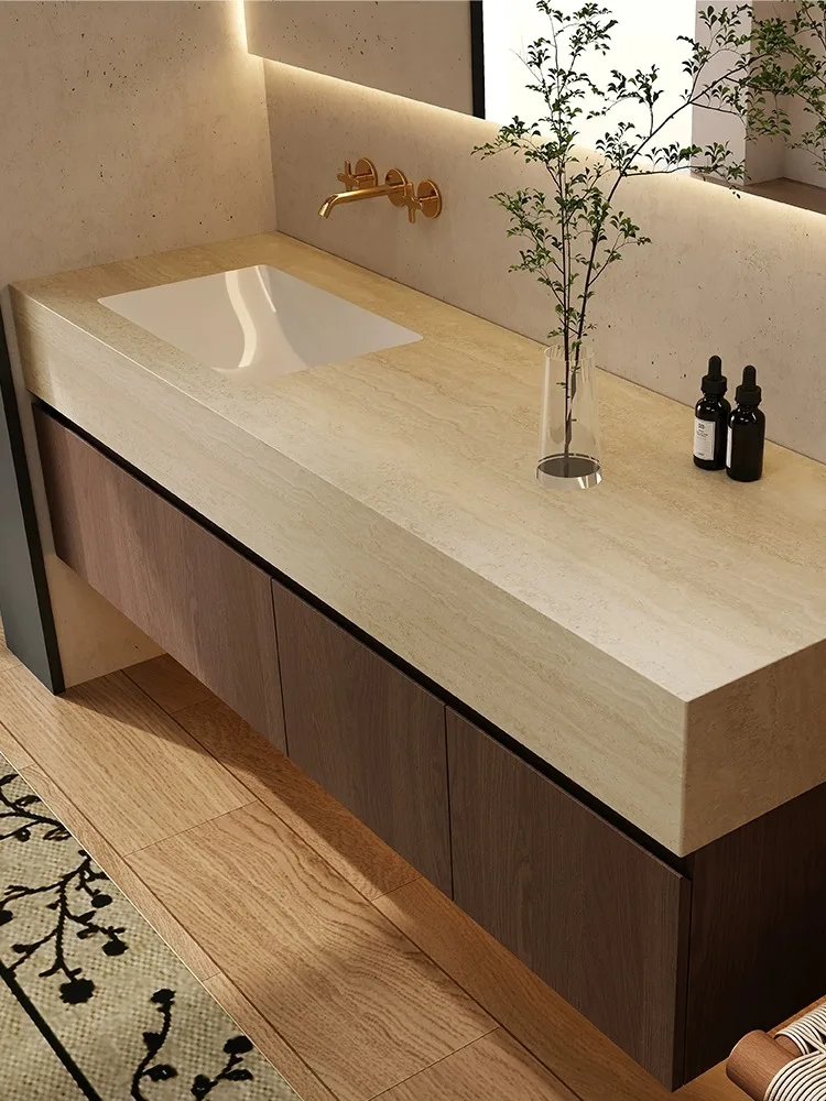 Exquisite workmanship cave stone rock slab Ceramic Undercounter Sink watertight bathroom vanities
