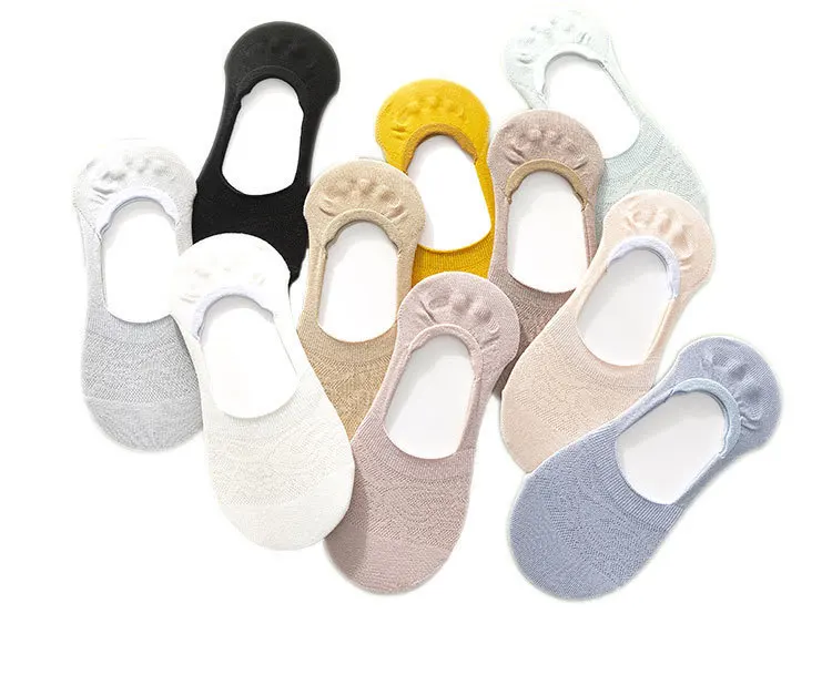 Wholesale No Show Candy Color Silicone Non-slip Invisible Socks Casual Anti Slip Low Cut Socks For Women