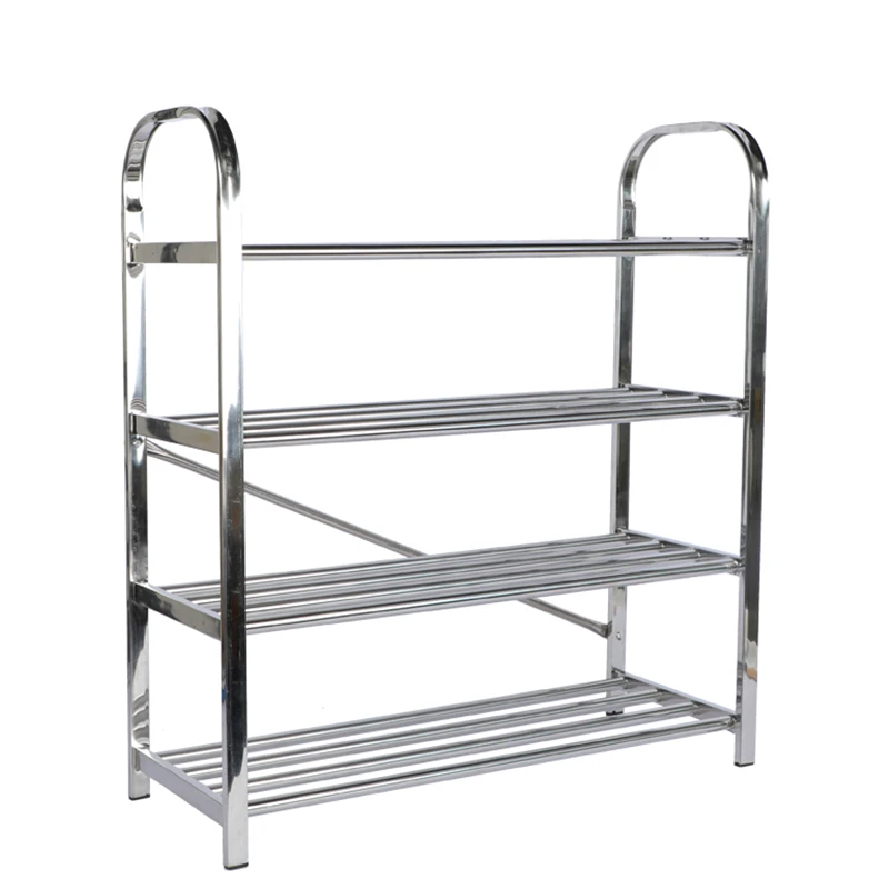 Shoes Rack Stainless Steel 4 Tiers Stand Cloakroom Kids Organizers Shoe Rack