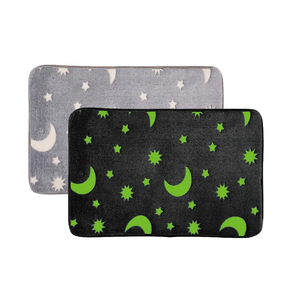 High Quality Customized Luminous blanket the stars and moon glowed in the darkness coral velvet carpet