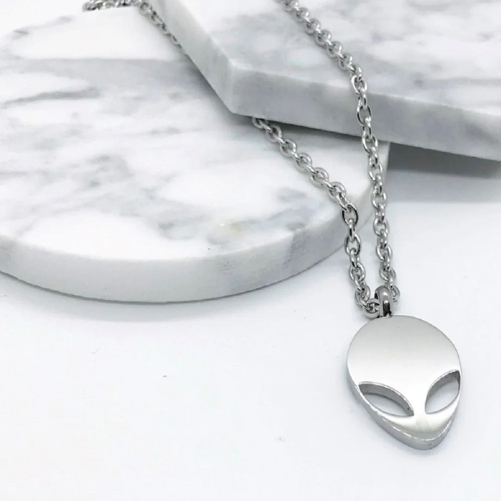 VAF 50cm/60cm Alien Avatar Pendant 316L Stainless Steel Necklace With Round Cable Chain