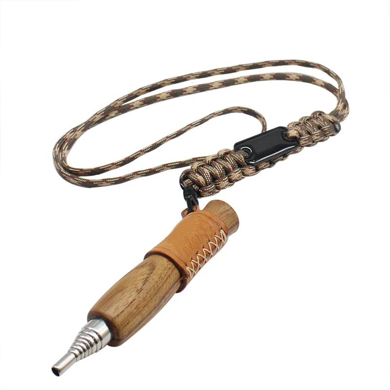Collapsible Pocket Size Stainless Steel Campfire Bellow Blower Pipe with Wood Handle