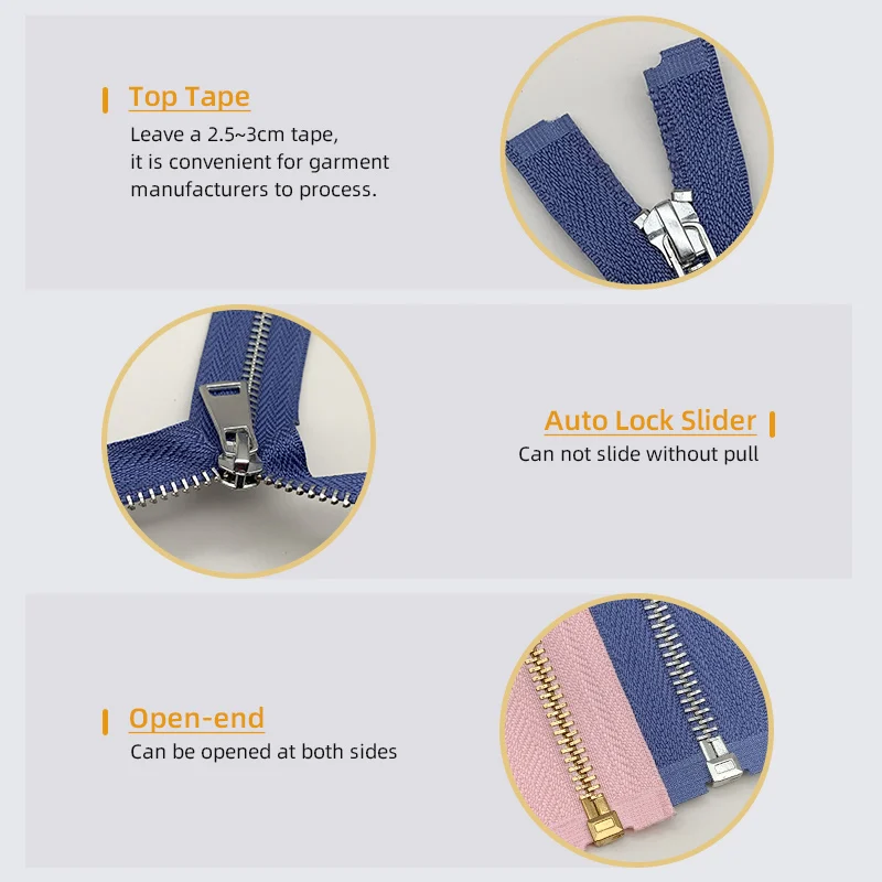 Factory Sales High Quality Garment Accessories Metal Zipper Antique Silver Teeth For Coats