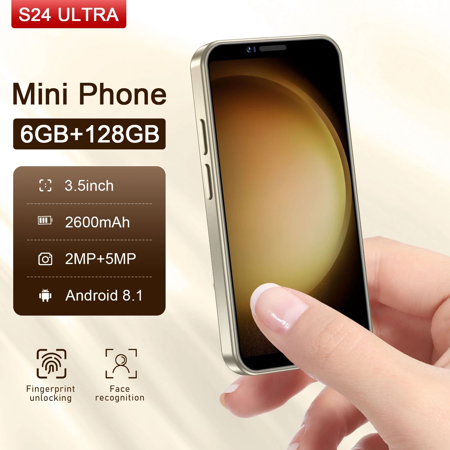 High Quality Mini Phone S24 Ultra Smartphone 6GB+128GB Cellphone Mobile Phone Android S24 Ultra 3.5inch Mini phone