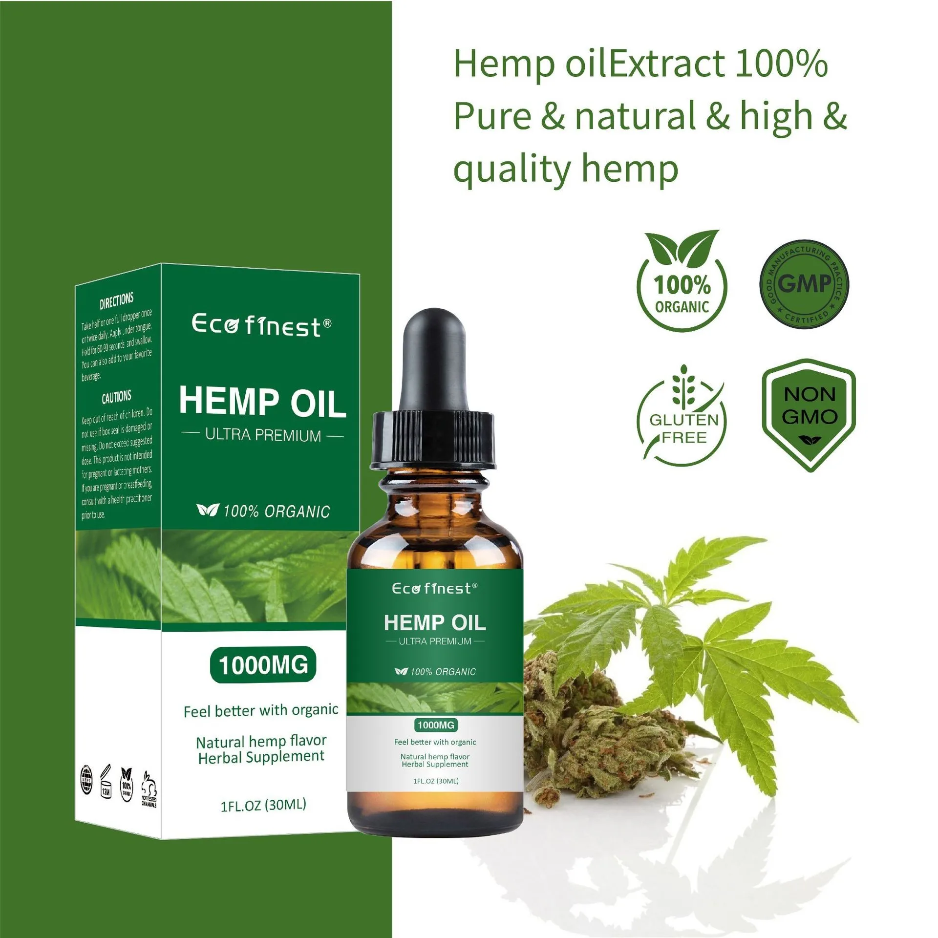 Organic Skin Care Hemp Oil Extract 100% Organic Refre-shing Improved Memory Attention Sleep Hemp Seed Oil