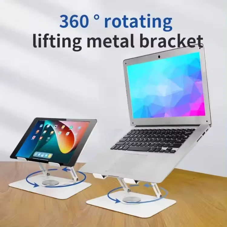 Great Roc Metal Laptop Mount Folding Notebook Stand Riser with 360 Rotation Base Laptop Stand Riser fit for 17 inch