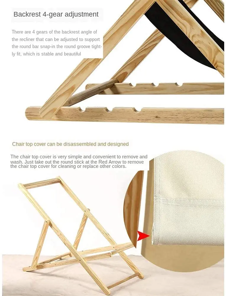 Folding Reclining Outdoor Sun Loungers Beach Chair Lazy Outdoor Deck Chair Oxford Canvas Apply to Balcony Home Leisure