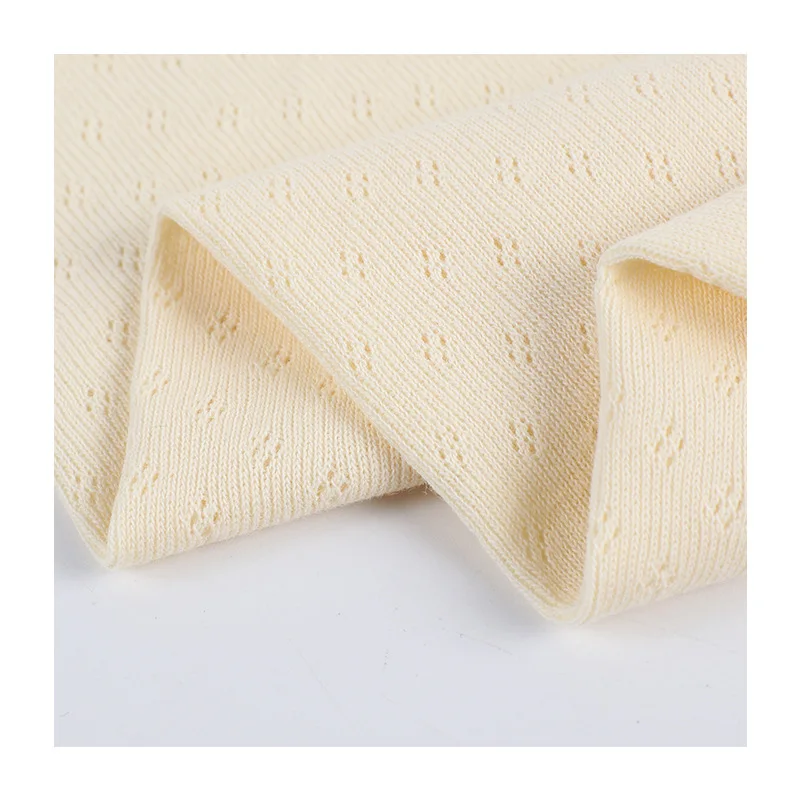 HAHOO New Design 1x1 ribbed cotton fabric knitting pure cotton mesh jacquard fabric for baby Mosquito-proof socks