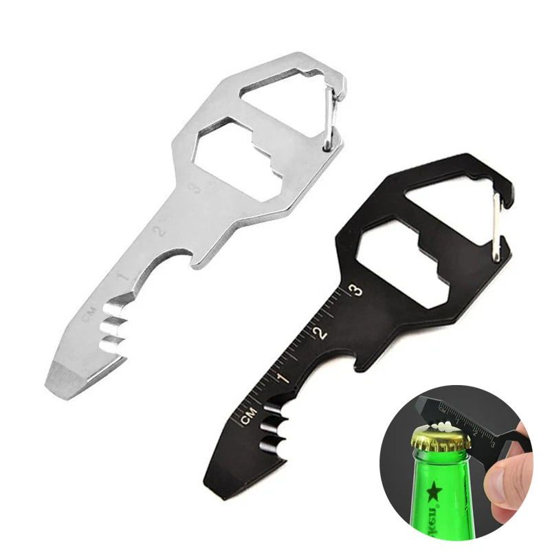 Stainless Steel Multi Functional Mini Pocket Key Shape Multi Function Tool With Corkscrew Wrench Screwdriver Repair Tools H1151