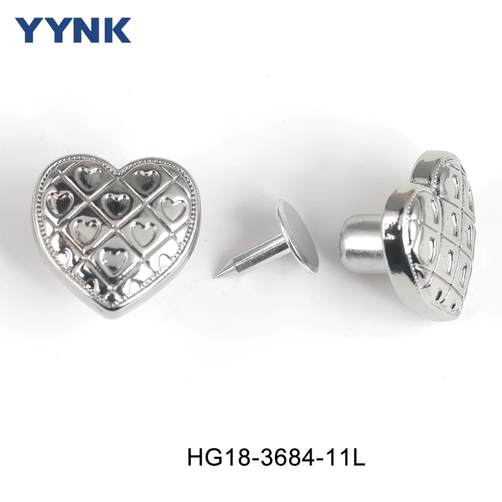 Wholesale Custom Fancy Heart Flower Shape Metal Tack Button Zinc Alloy Jeans Button and Rivets for Clothes Apparel Accessories