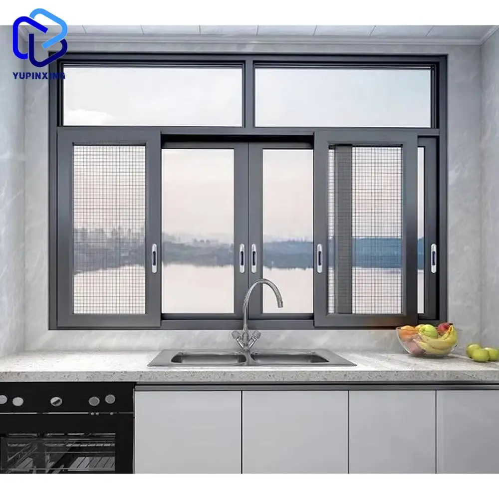 Double glazed alloy store fixed frame aluminium price in morocco doors and for houses guangdong high security large window glass