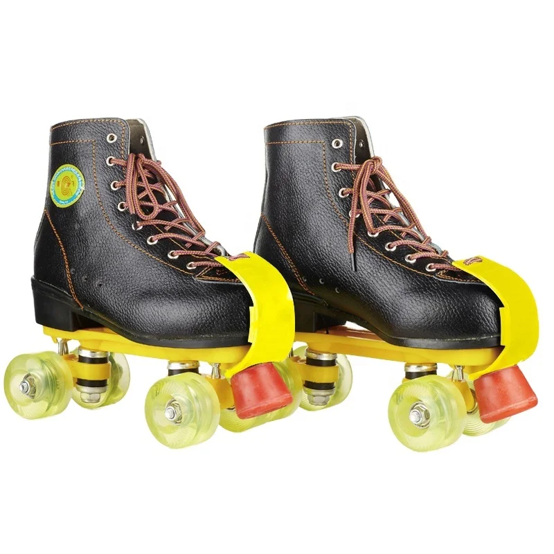 Wholesale custom durable leather high rebounce transparent PU wheel Quad Roller skates shoes for rink