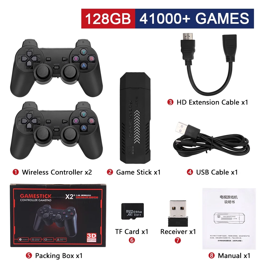 Игровая консоль GD10 X2 Plus ретро для видеоигр 4K N64 2 4G беспроводные контроллеры HD 30000 классические