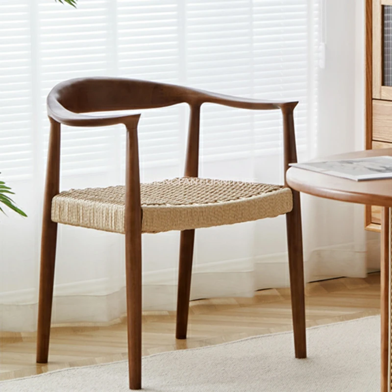 Factory Supply Hot Selling Ash Woven Cord Natural Wicker Kennedy Elbow Chair Kennedy Dining Arm Chair